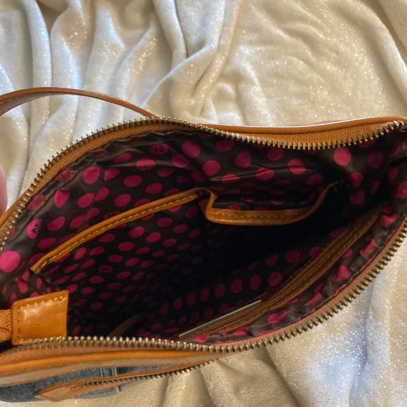 Designer Nicole Lee Denim Leather Crossbody Bag Purse Embellished - Picture 3 of 6